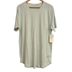 Kinetic NWT Light Mint Green Burnout Short Sleeve Minimalist Cotton Shirt XXL